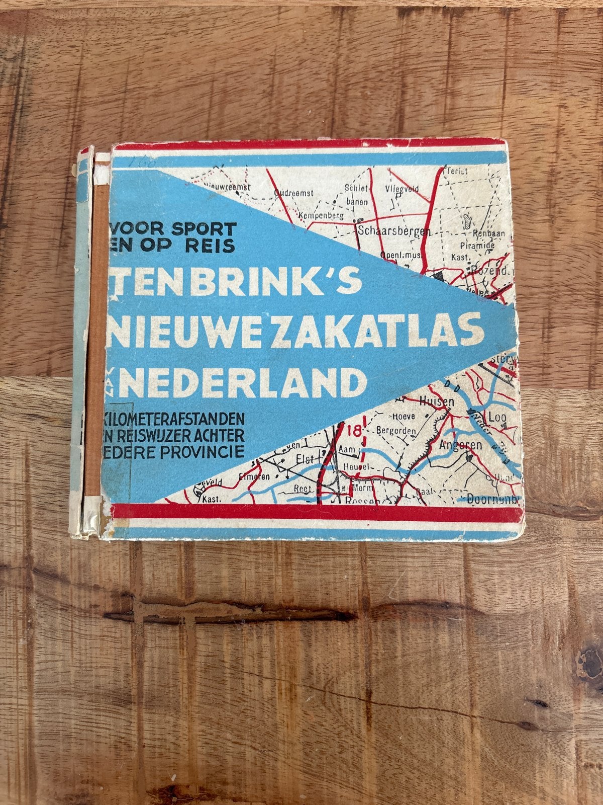 Ten Brink's Nieuwe Zakatlas Nederland - Vintage Kaart, Boeken, Atlassen en Landkaarten, Gelezen, Overige atlassen, Ophalen of Verzenden