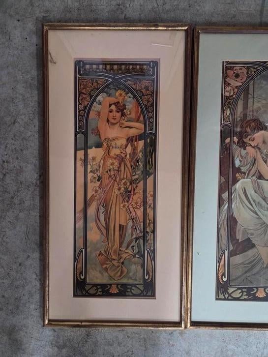Set van 2 Art Nouveau prints - Alphonse Mucha stijl, Ophalen of Verzenden