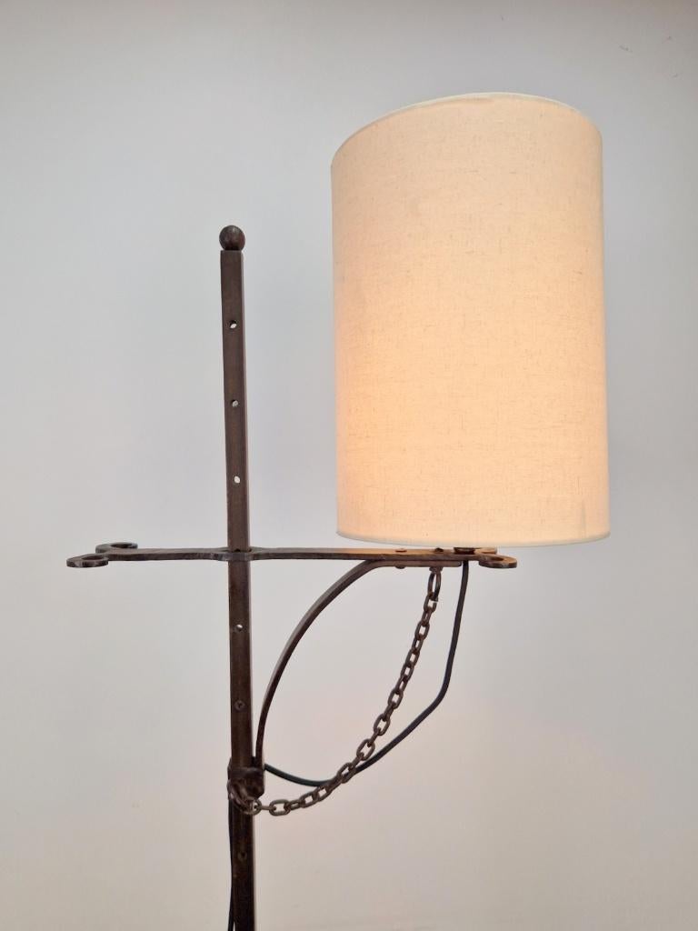 brutalist smeedijzeren staande vloerlamp tripod ´50 ijzer, N, Ophalen of Verzenden, N, Metaal