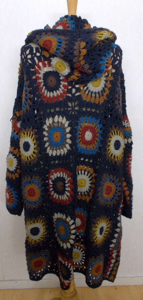 Apart hippie patchwork granny gehaakt vest met capuchon! XL, Verzenden, Zo goed als nieuw, Maat 46/48 (XL) of groter, Bruin