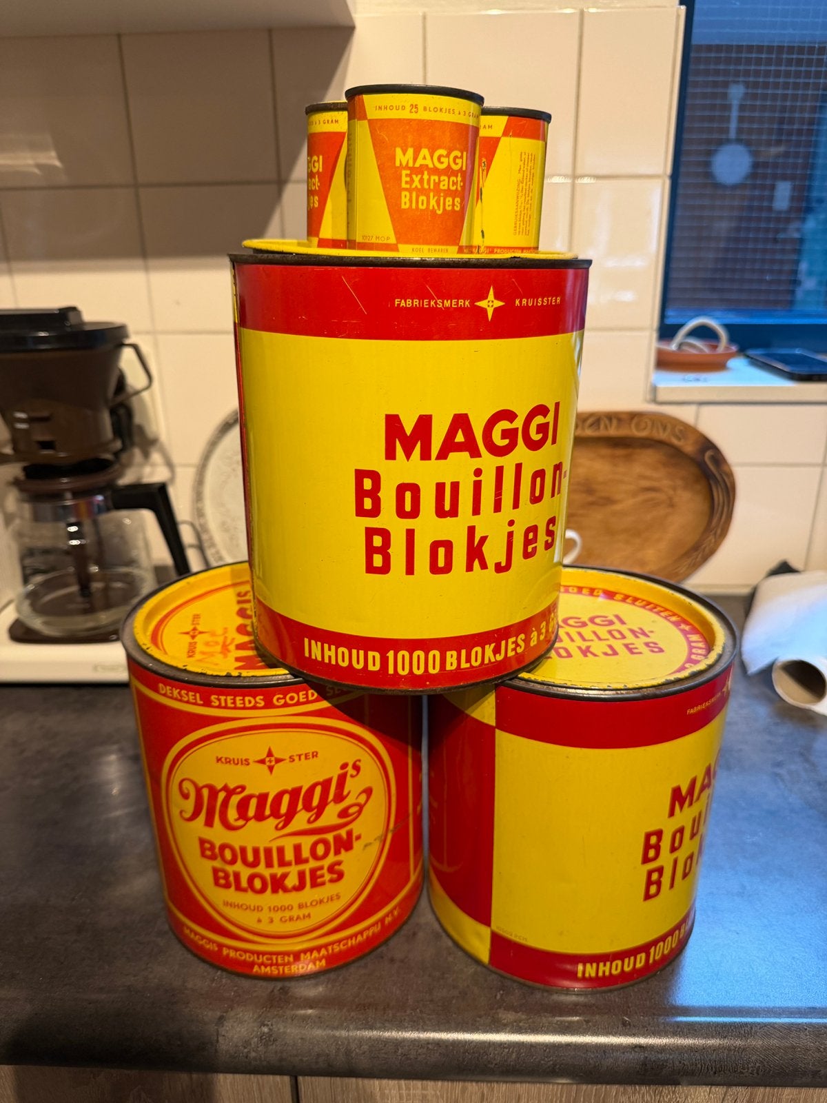 Blikken Maggi, Verzamelen, Blikken, Ophalen of Verzenden, Gebruikt, Overige