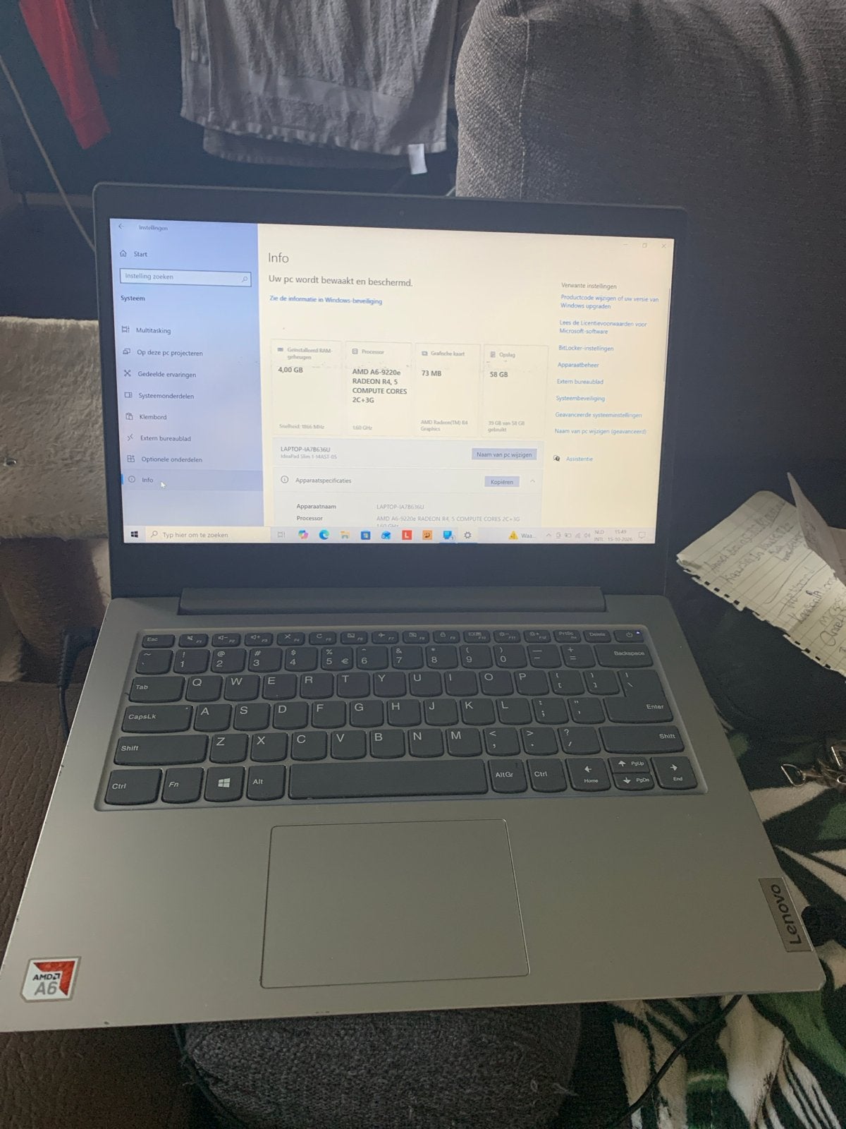 Lenovo IdeaPad Slim 1-14AST-05 Laptop - Goede Staat, Gebruikt, Qwerty, Minder dan 2 Ghz, 14 inch