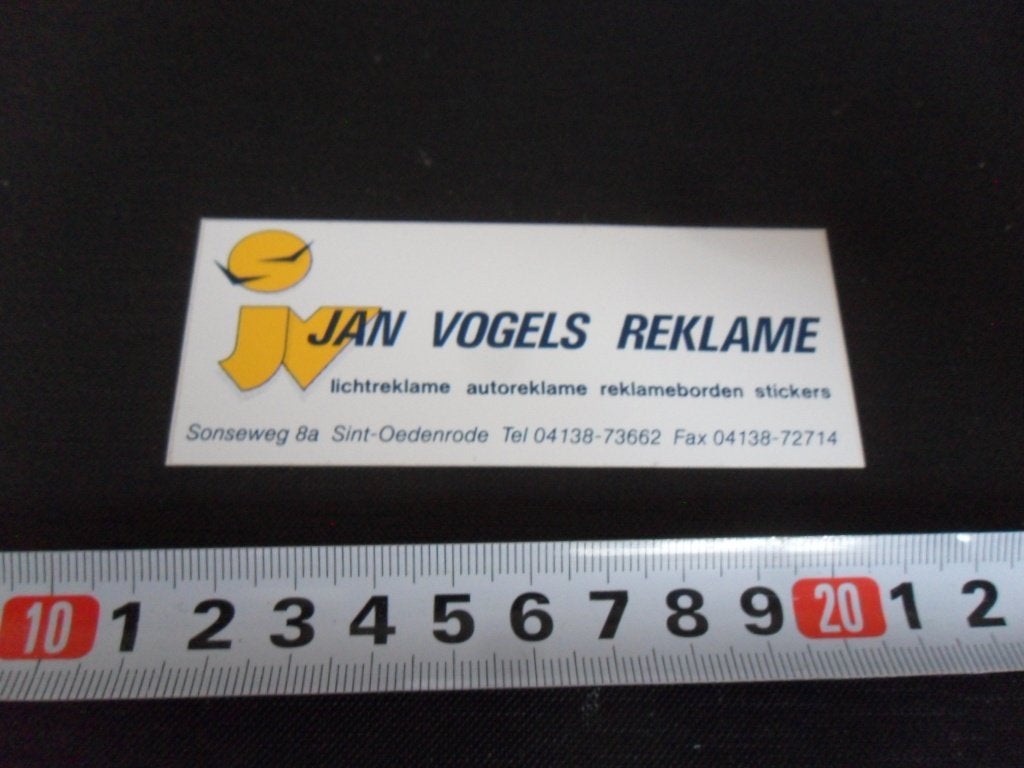 sticker Sint Oedenrode JAN VOGELS REKLAME Sonseweg 8a *, Verzamelen, Ophalen of Verzenden, Zo goed als nieuw
