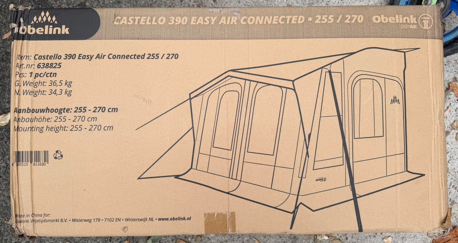 Nieuwe Obelink Castello 390 Easy Air Connected voortent, Ophalen of Verzenden, Nieuw