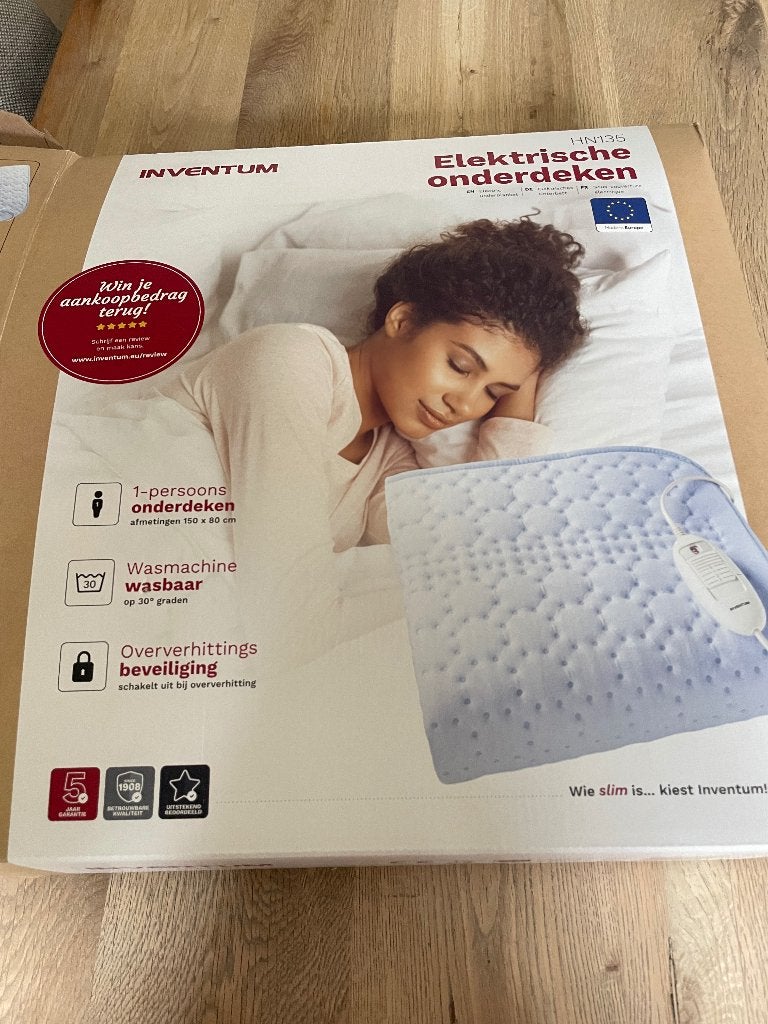 Inventum elektrische deken, Ophalen, Eenpersoons, Blauw, Nieuw