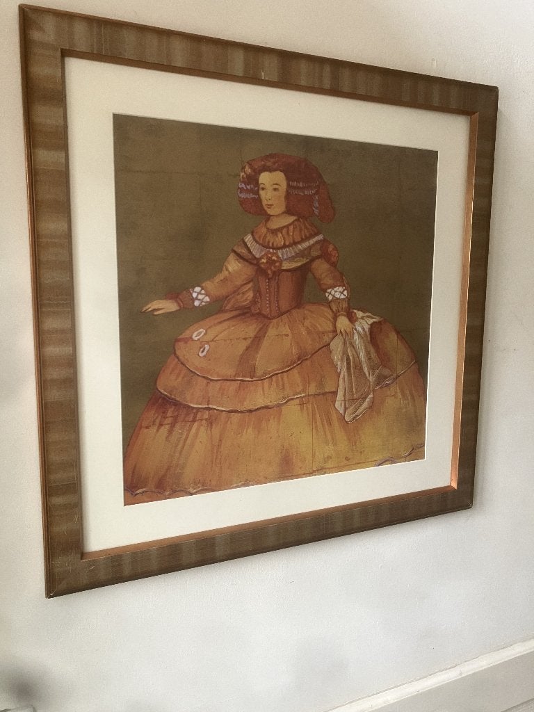 Repro "Menina" in lijst, geinspireered op werk van Velazquez, Portret of Personen, Overige ondergronden, Ophalen of Verzenden