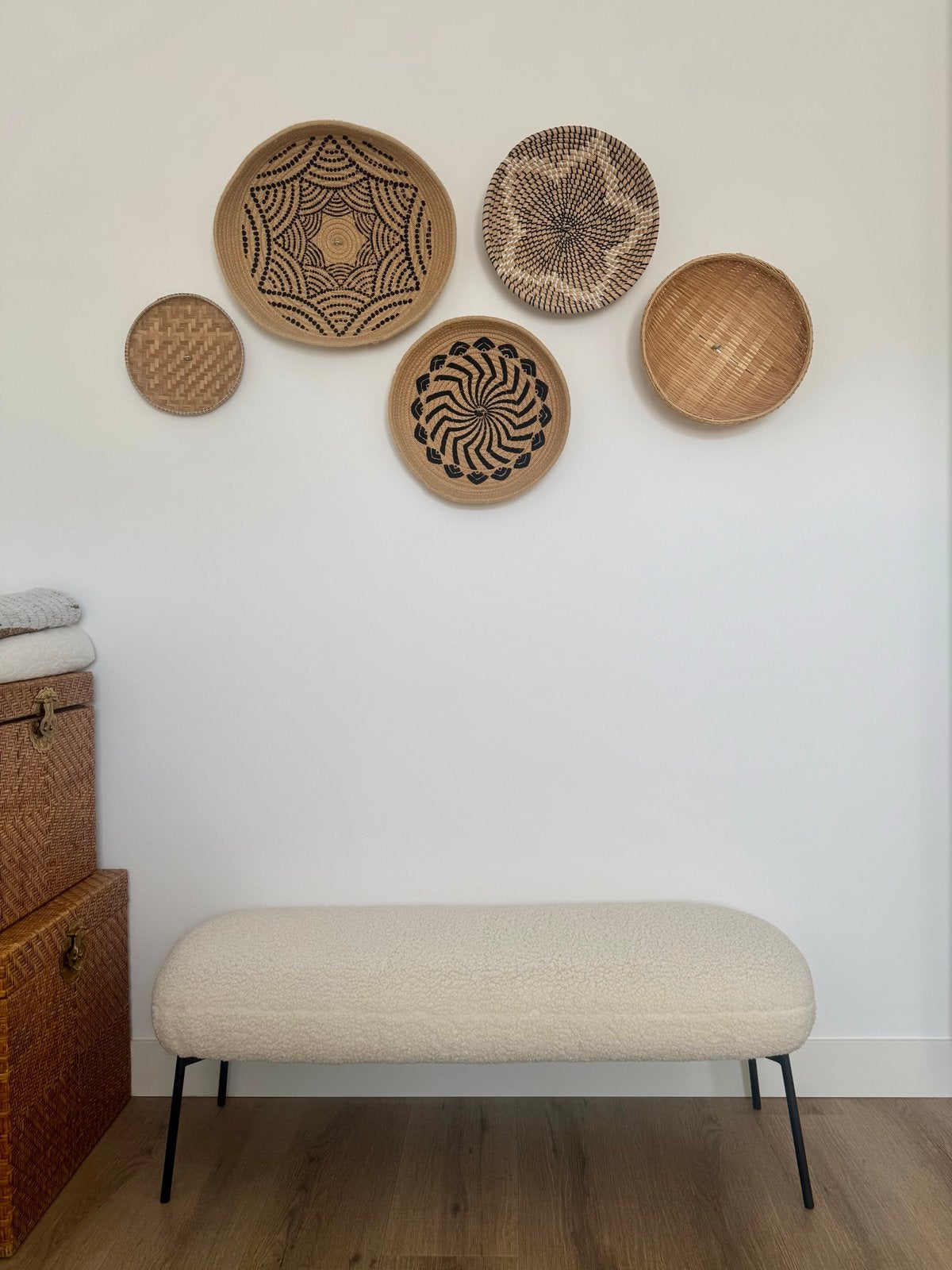 Mooi set manden uit Maleisië & Bali (25-50cm) - Muurdecorati, Geschikt voor wandmontage, Gebruikt, Mand, Ophalen of Verzenden