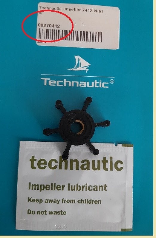 00270412 Technautic (7412) Impeller 8 x 44,8 x 13. € 7,95, Ophalen of Verzenden, Nieuw, Motor en Techniek