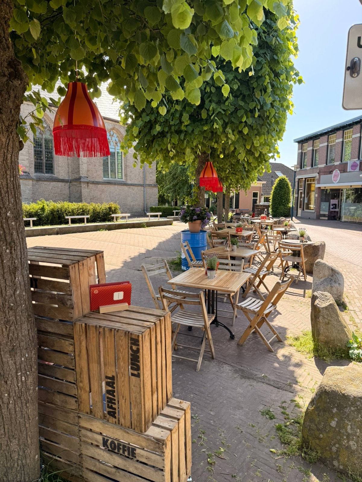 Partij vintage houten klapstoelen horeca terras, Ophalen, Zo goed als nieuw, Hout, 2 zitplaatsen