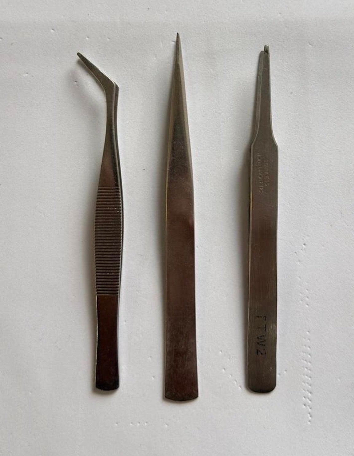 Set van 3 gebruikte pincetten, Hobby en Vrije tijd, Knutselen, Gebruikt, Gereedschap of Toebehoren, Overige merken, Metaal, Zwart