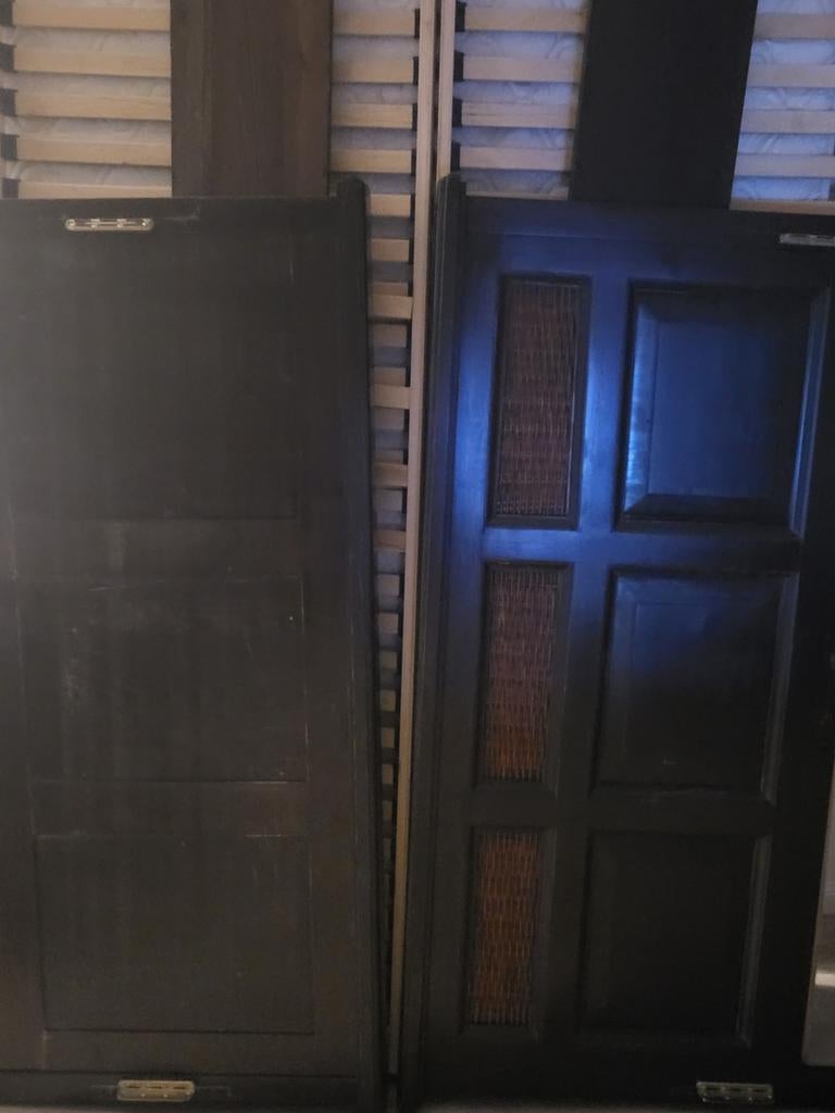 Tweepersoonsbed 200x140 cm - Donkerbruin met lattenbodem, Gebruikt, Zwart, Tweepersoons, 200 cm