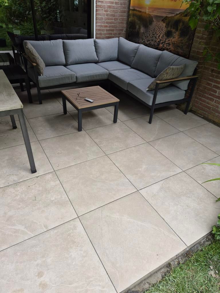 6 nieuwe terrastegels, Excluton, 60x60 cm, lichtgrijs, Nieuw, Ophalen of Verzenden, Minder dan 5 m², Beton