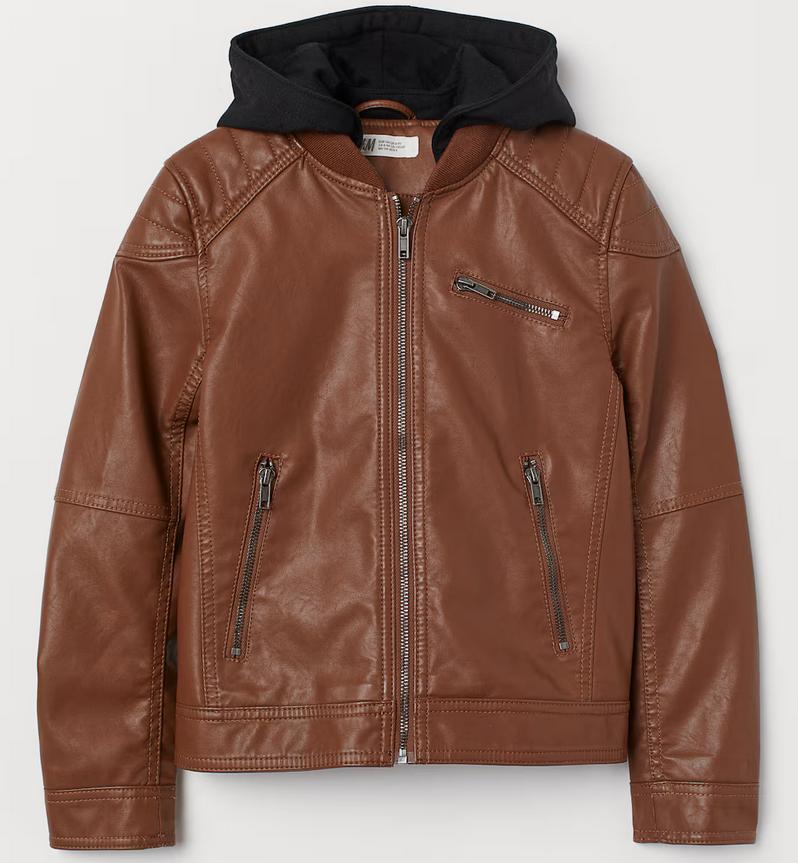 Prachtige stoere  jas bikerjack pilotenjack met capuchon 170, H&M, Ophalen of Verzenden, Zo goed als nieuw, Jongen