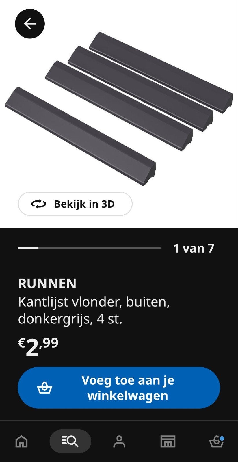6 x kantlijst vlonder ikea runnen, Ophalen of Verzenden, Nieuw, Mdf, Plinten