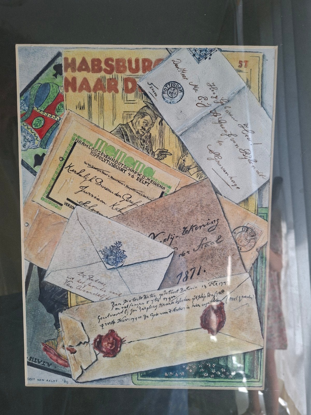 Uniek schilderij van mijn oom: Historische Brieven, Ingelijst, Overig onderwerp, Papier/karton, Ophalen of Verzenden