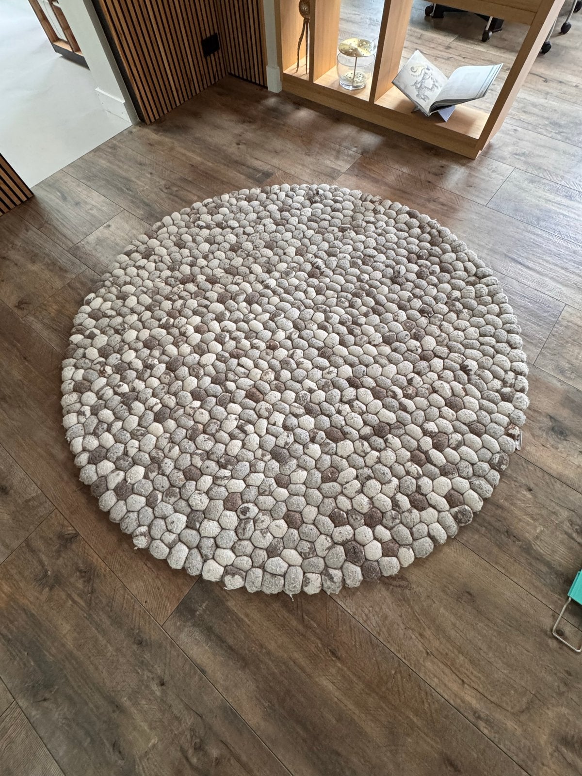 Sukhi vloerkleed rond - Grindstrand look - Ø 200cm, Ophalen, Beige, Rond, Zo goed als nieuw