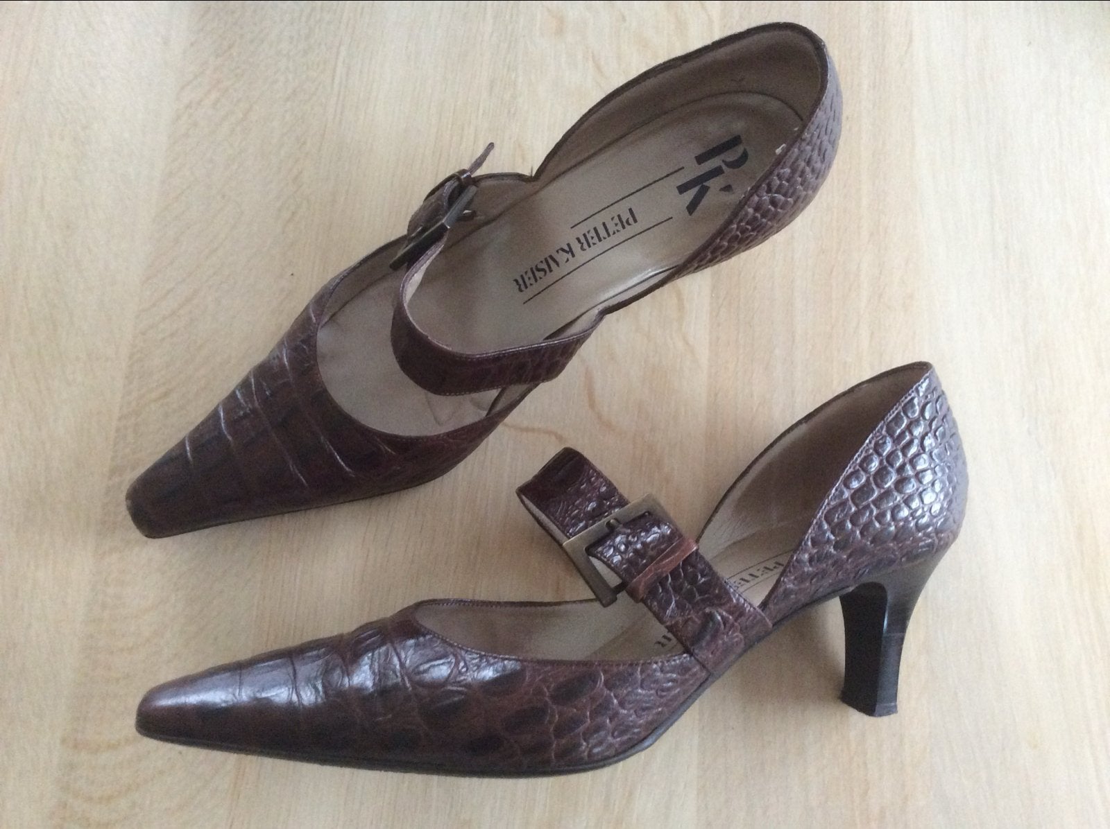 Peter Kaiser Nuba Pumps Bruin Krokoprint Maat 39 / 6, Pumps, Bruin, Ophalen of Verzenden, Zo goed als nieuw