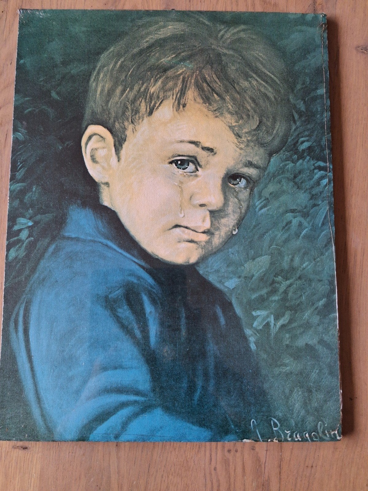 Schilderij jongen met traan, Ophalen of Verzenden