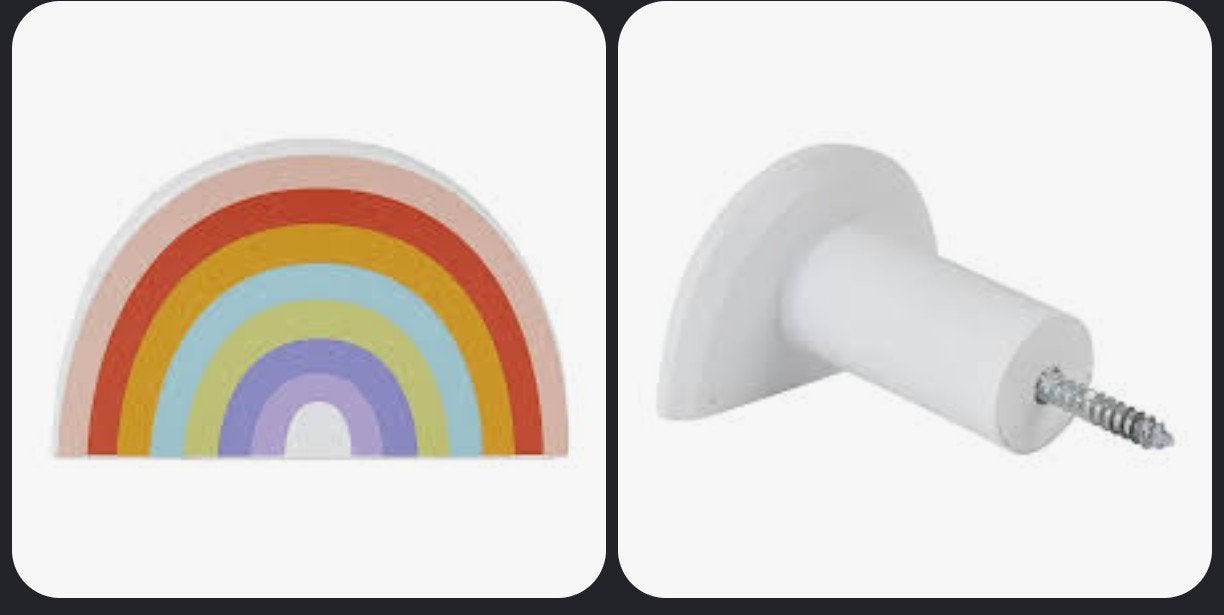 6 regenboog wandhaakjes, Gebruikt, Wandhaken, Ophalen of Verzenden, Minder dan 100 cm