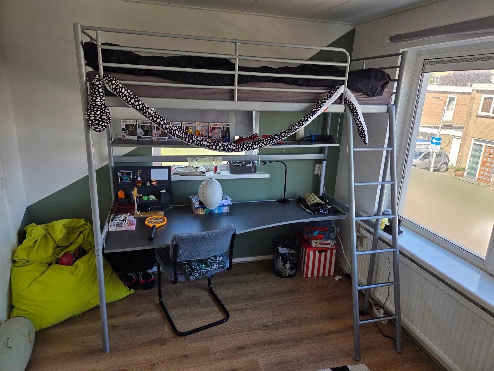 Prima hoogslaper met bureau voor een prikkie, Ophalen, Gebruikt, Eenpersoons, Hoogslaper