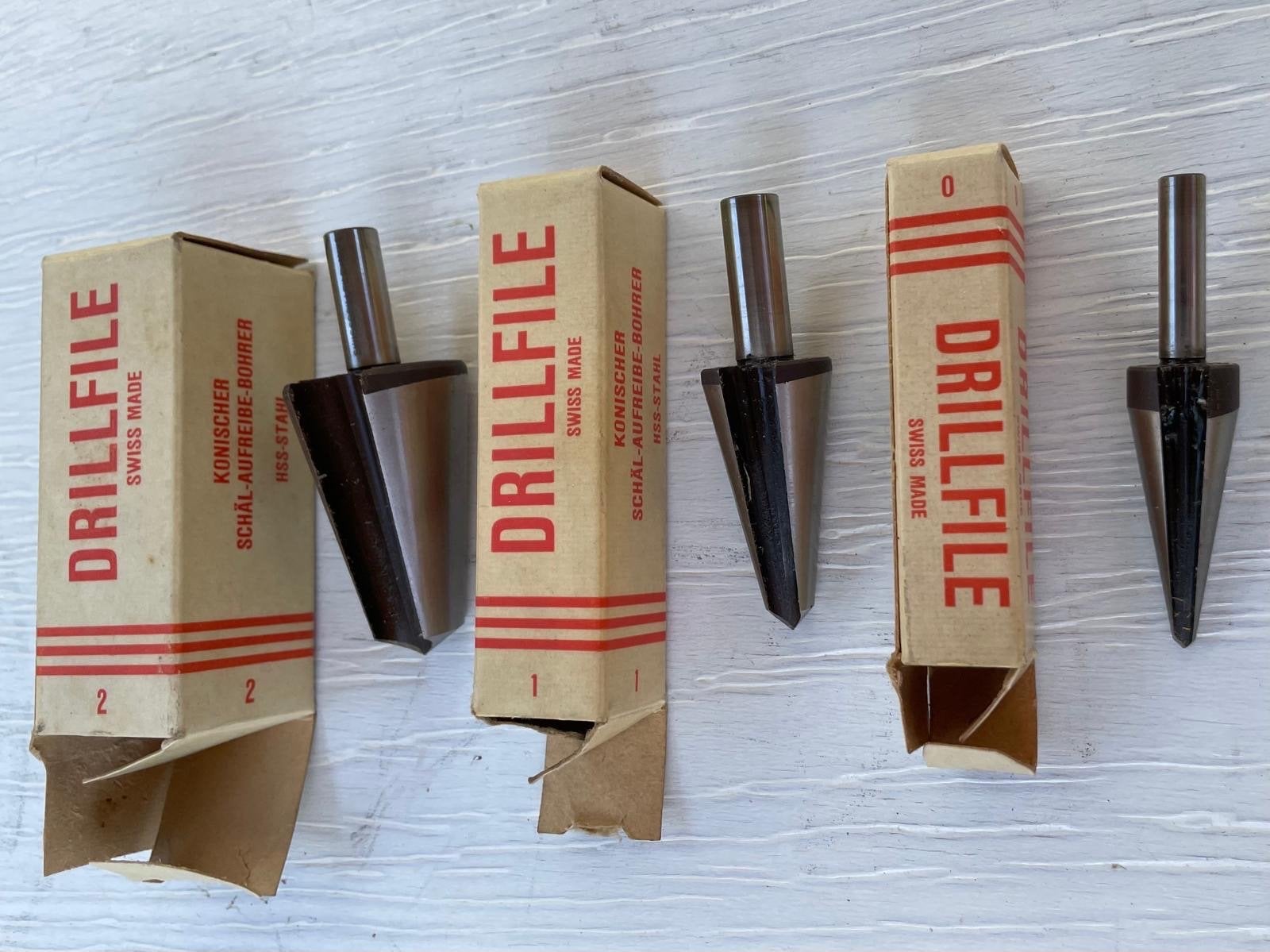 Drillfile Conische (plaat)-borenset HSS staal Swiss Made, Ophalen of Verzenden, Gebruikt, Overige typen