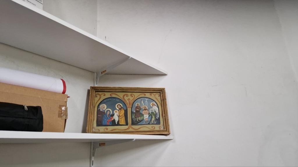 Religieus schilderij met houten lijst, Antiek en Kunst, Ophalen