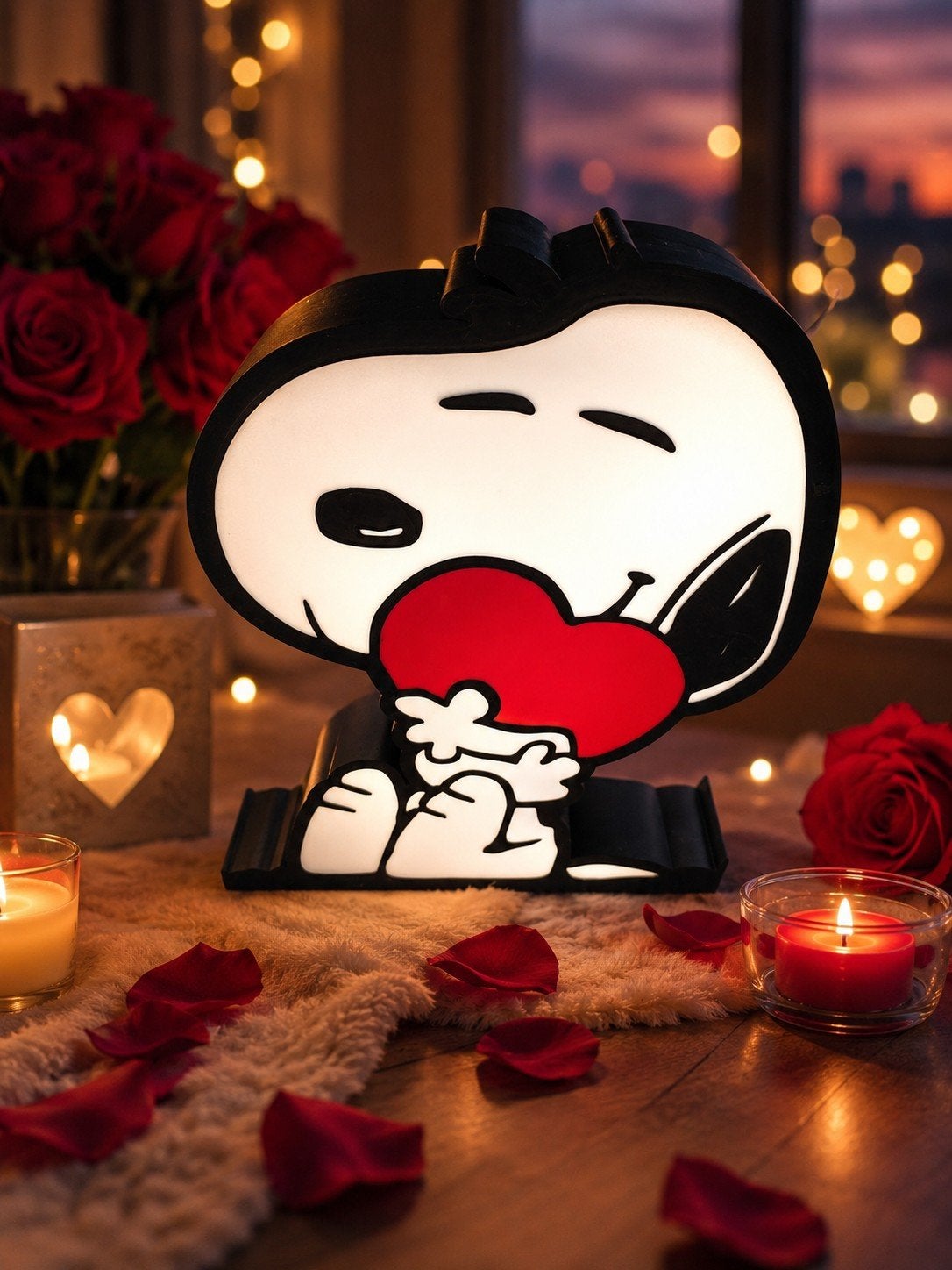 Snoopy ledlamp  Hart - Perfect Cadeau, Meerkleurig, Kunststof, Ophalen of Verzenden, Zo goed als nieuw