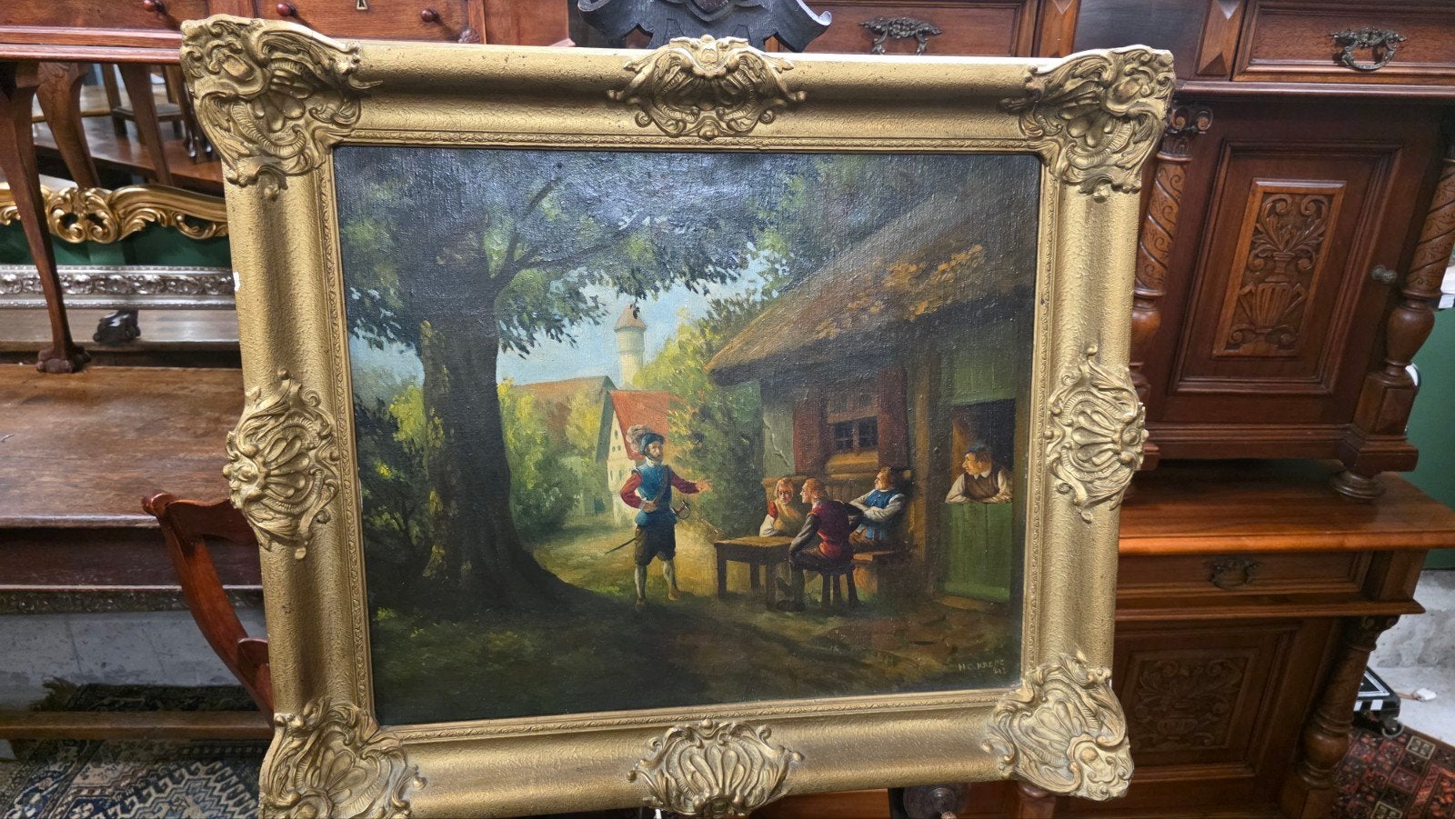 Antiek romantisch schilderij, Ophalen
