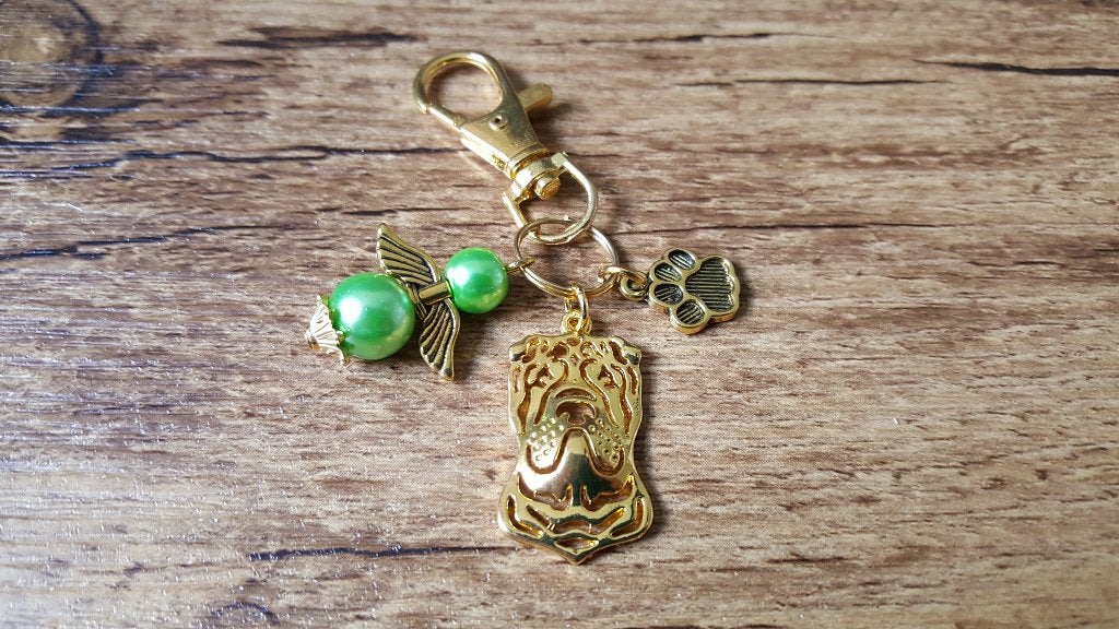 Sleutelhanger Tashanger Bag charm Shar-pei met lucky angel, Verzenden, Nieuw, Dier of Natuur