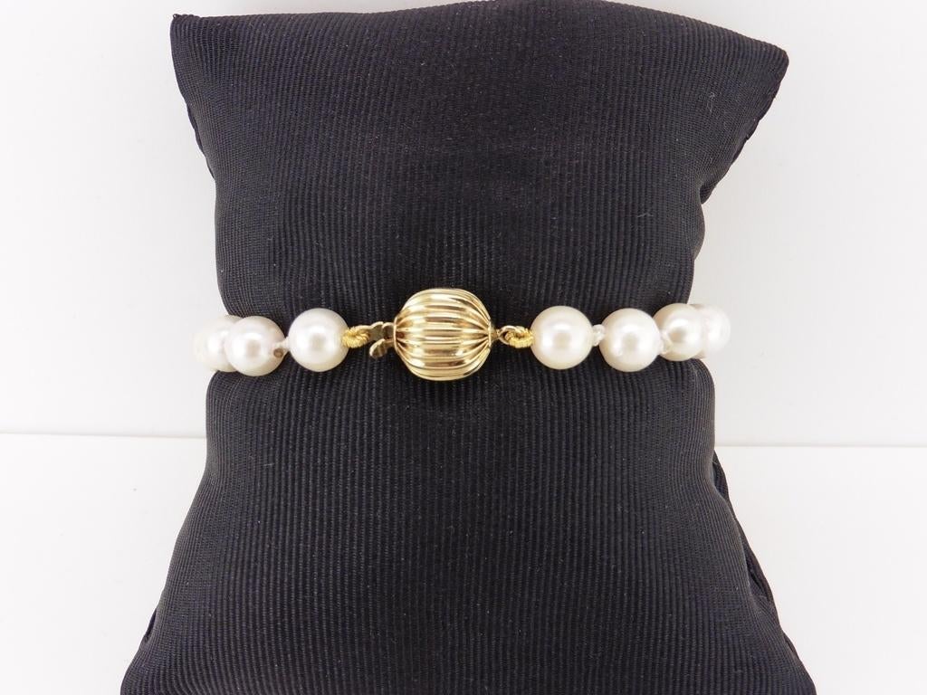 Parel armband met gouden slot                            D70, Overige materialen, Gebruikt, Overige kleuren, .