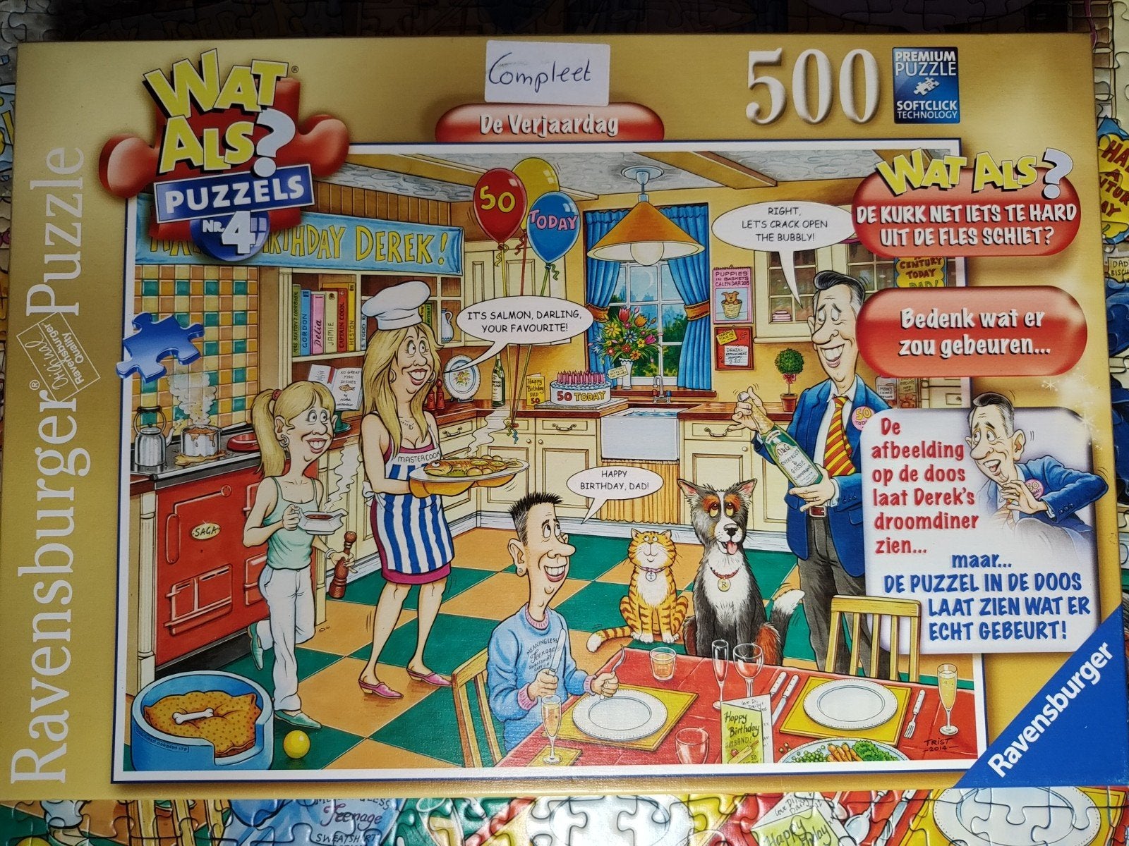 Ravensburger What If puzzel 500 stukjes nr 4 De Verjaardag, Ophalen of Verzenden, 500 t/m 1500 stukjes, Zo goed als nieuw, Legpuzzel