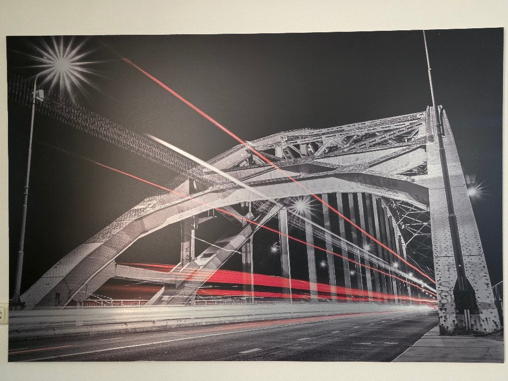 Foto print op aluminium 180x120 waalbrug Nijmegen, Ophalen, Nieuw, Print
