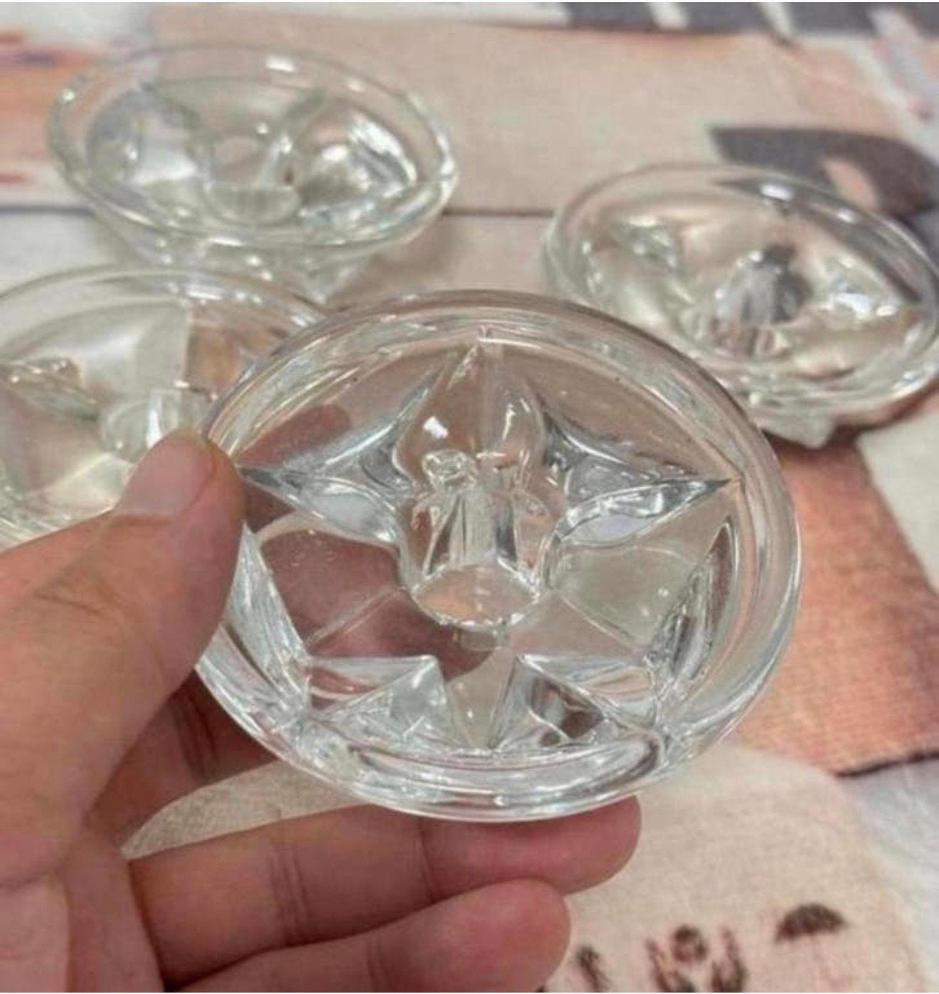 4x glazen kandelaars kaarsenhouders kaarsenhouder vintage, Ophalen of Verzenden, Glas