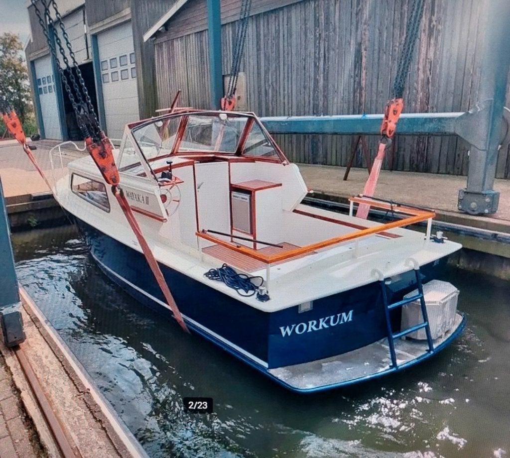 Te Koop stalen kajuitboot 7,50 m 2,80 breed, Watersport en Boten, 70 cm, Gebruikt, 42 pk, 99 m
