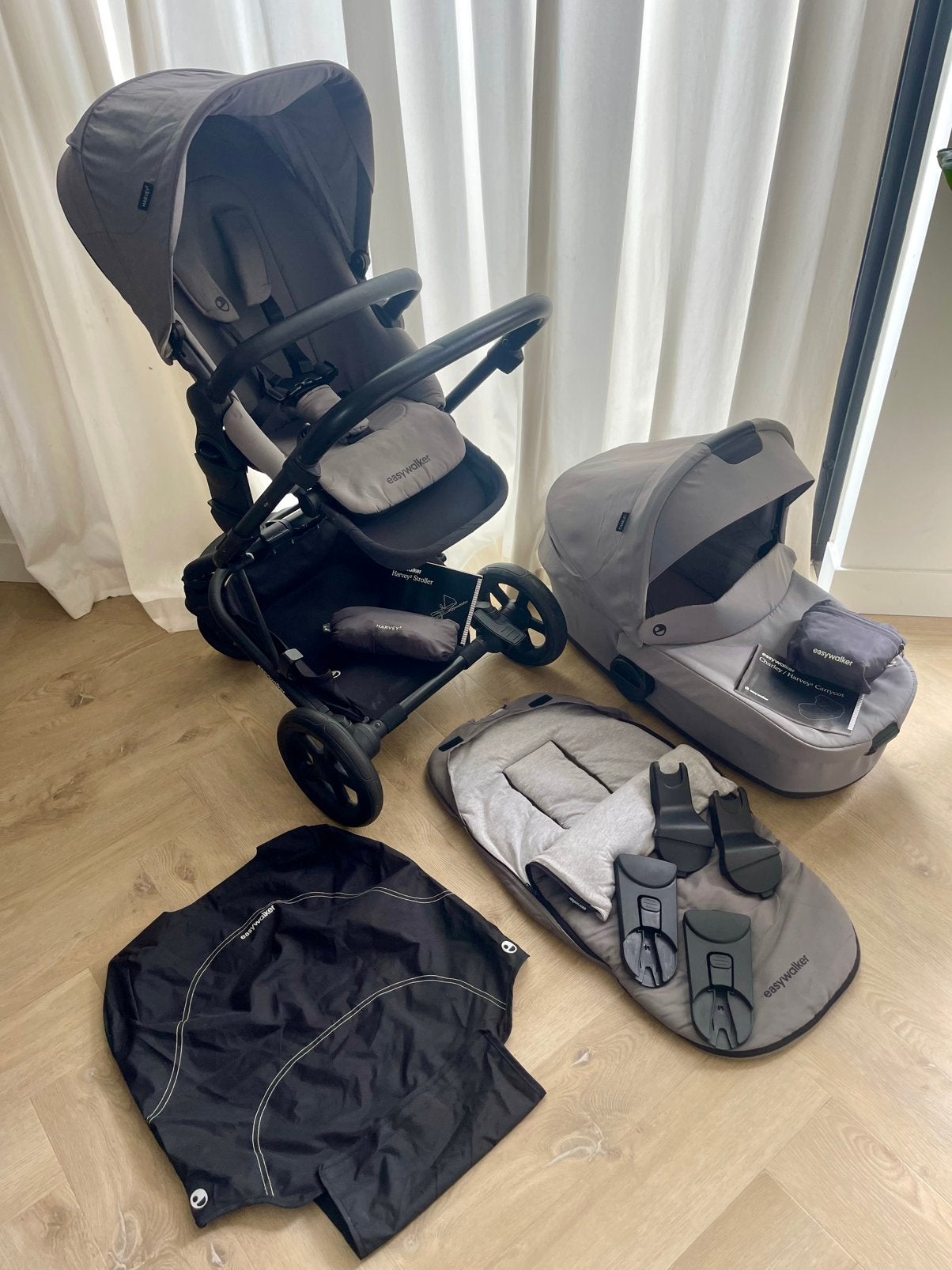 Easywalker Harvey2 met reiswieg, zitje en accessoires, Gebruikt, Combiwagen, Met reiswieg, Ophalen