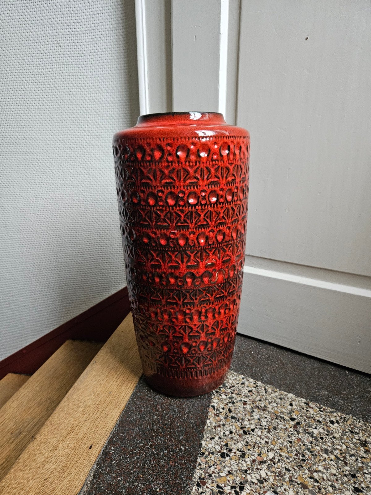 Puntgave grote West Germany vaas, Huis en Inrichting, Ophalen, Zo goed als nieuw, 51 cm