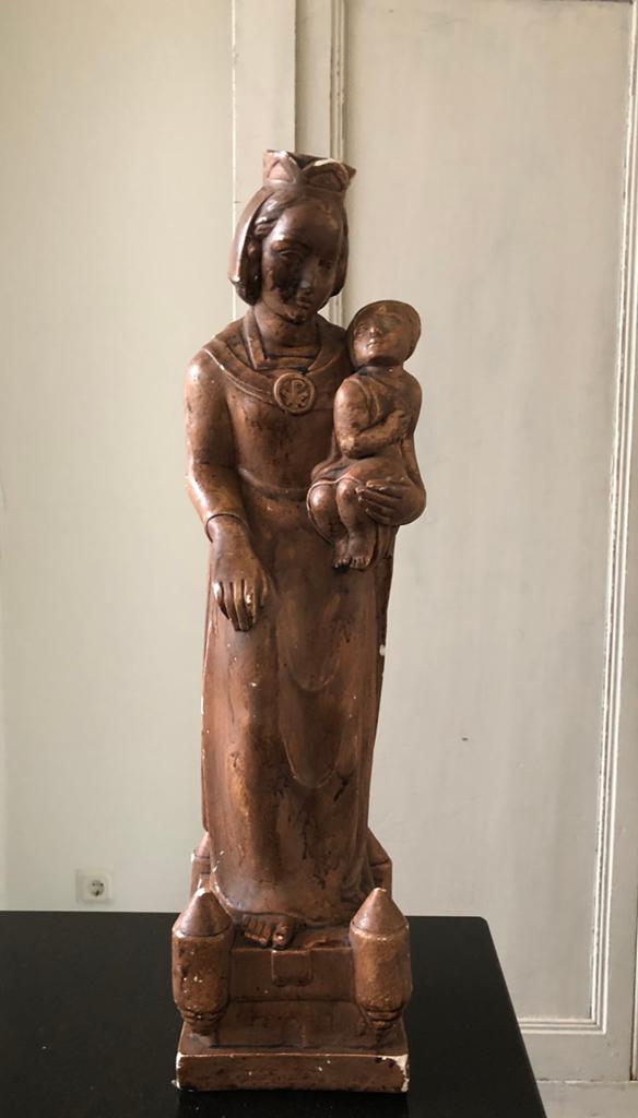 Mooie brocante heilige burchtgravinne van gips. Moeder Maria, Ophalen of Verzenden, Gebruikt, Beeld(je)