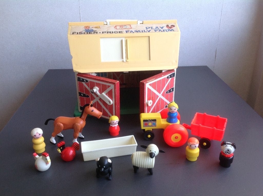Fisher Price 915 vintage family play farm, boerderij, beestj, Ophalen of Verzenden, Gebruikt, Speelset