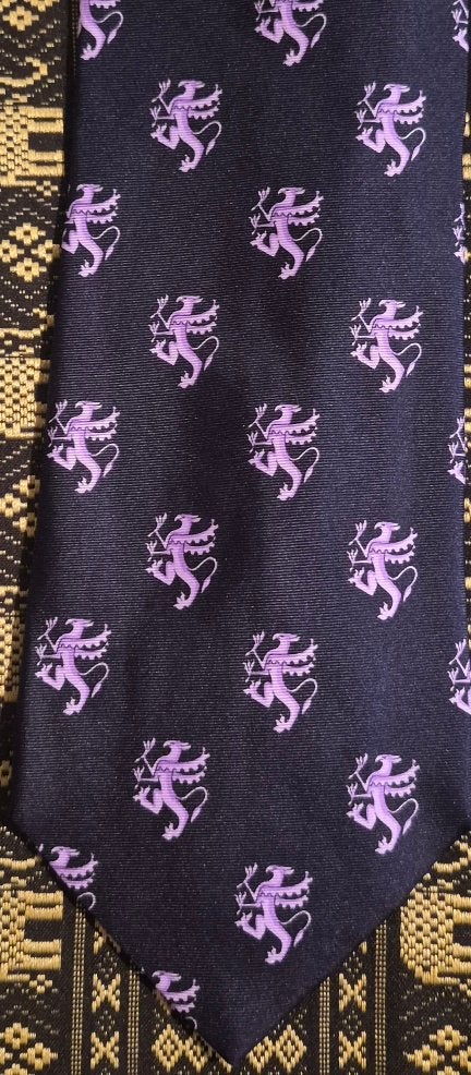 Heraldische Draak stropdas zijde paarse draken doorlopend, Ophalen of Verzenden, Nieuw, Blauw