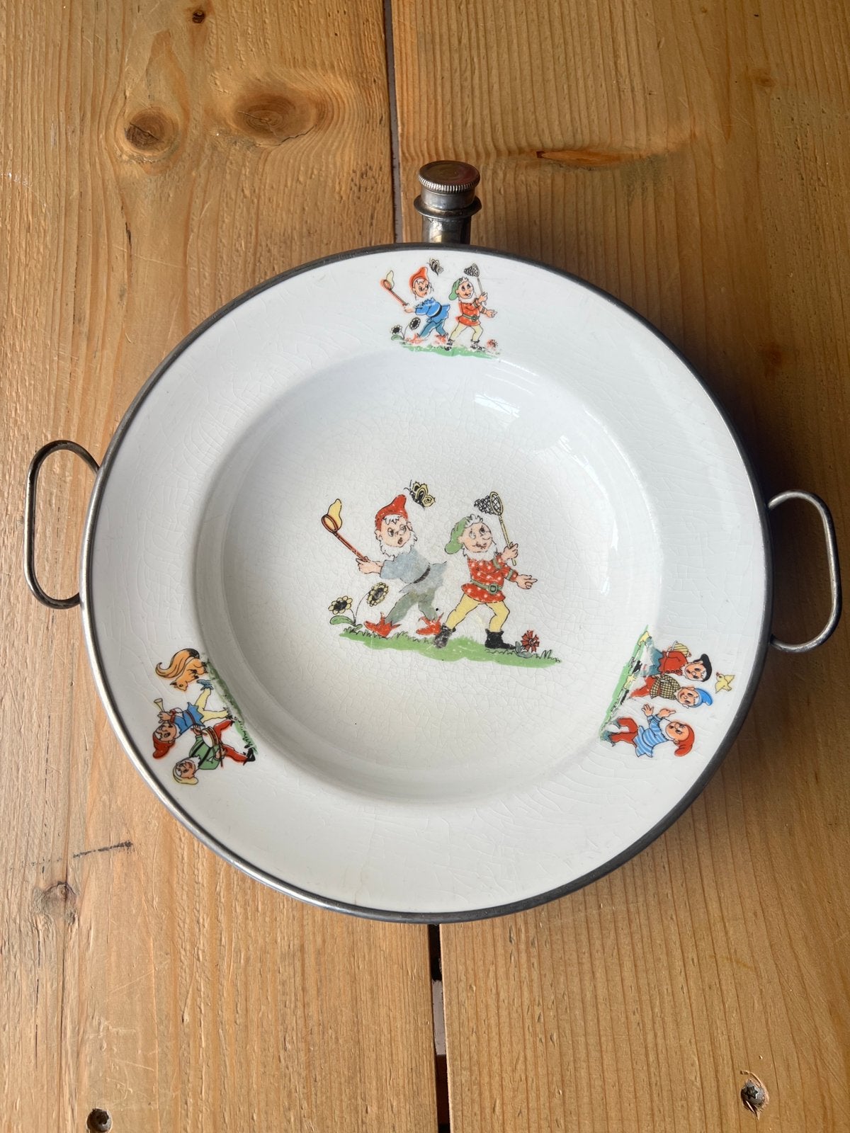 Vintage warmwaterbordje kabouters, Ophalen of Verzenden