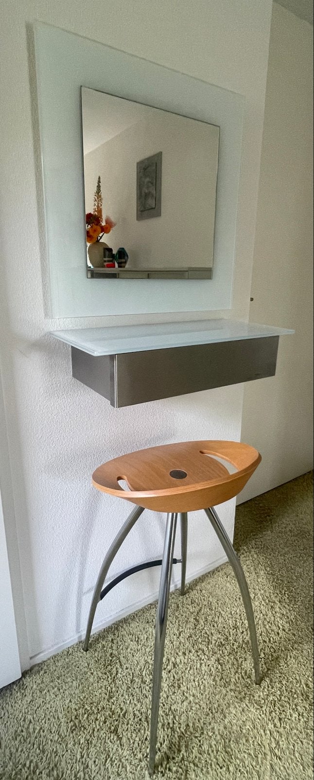 Kaptafel met spiegel en lade D-Tec en kruk  Lyra, Ophalen, 100 tot 150 cm, Zo goed als nieuw, Rechthoekig