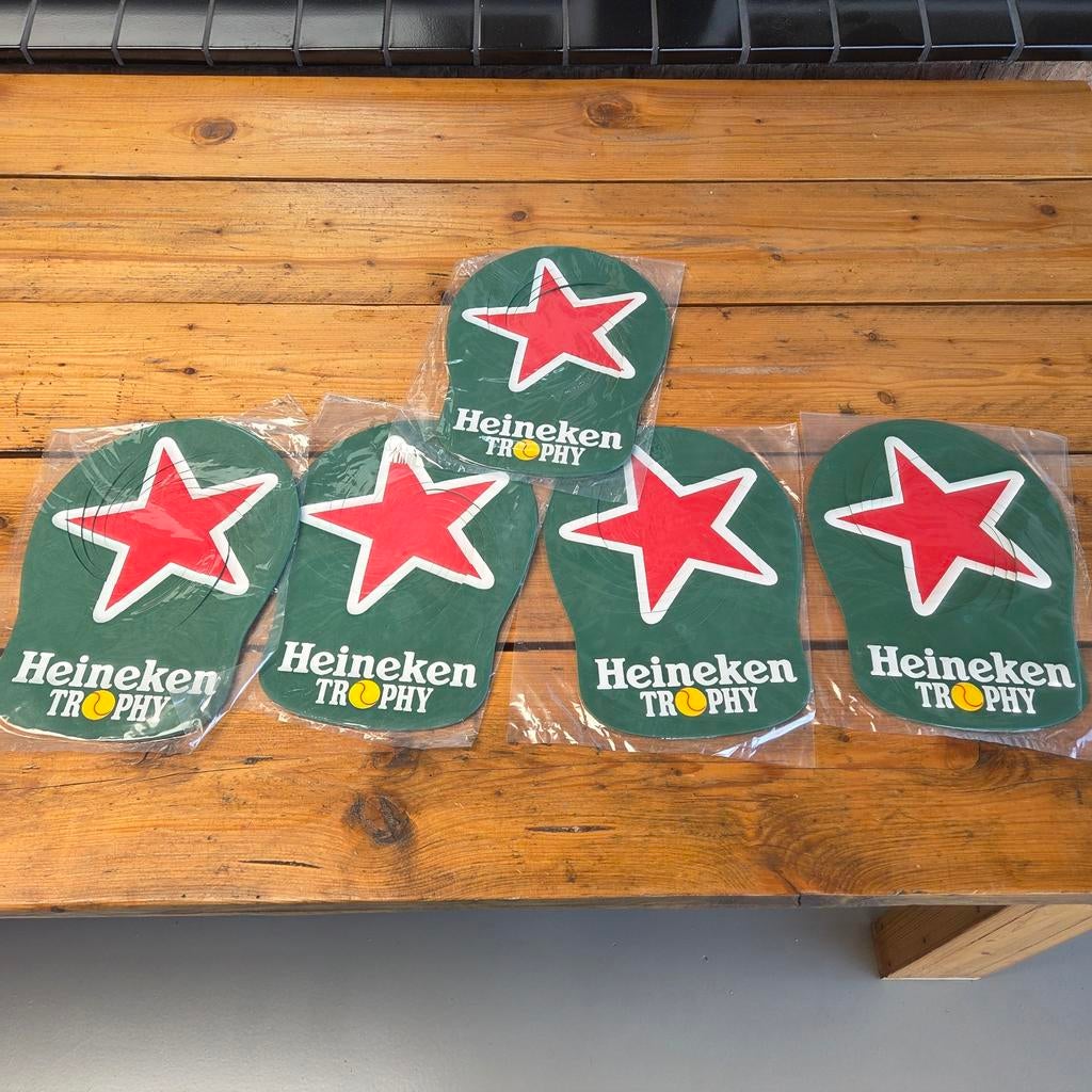 Heineken Trophy Schuim Hoedjes - Set van 5, Ophalen of Verzenden, Nieuw, Hoed of Pruik, Overige