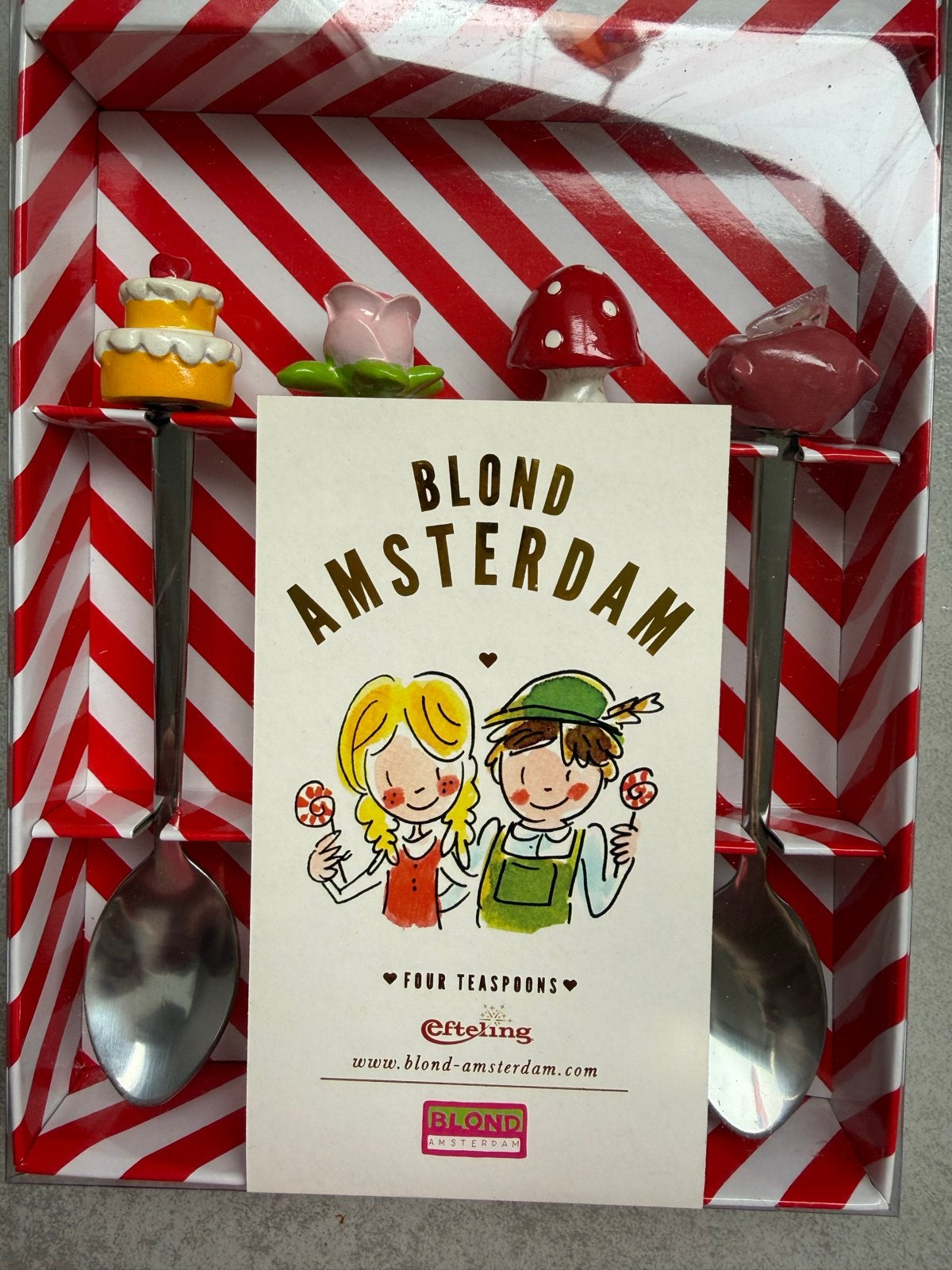 Blond Amsterdam Efteling theelepels - 4 stuks, Ophalen of Verzenden, Nieuw, Rvs of Chroom, Los bestek