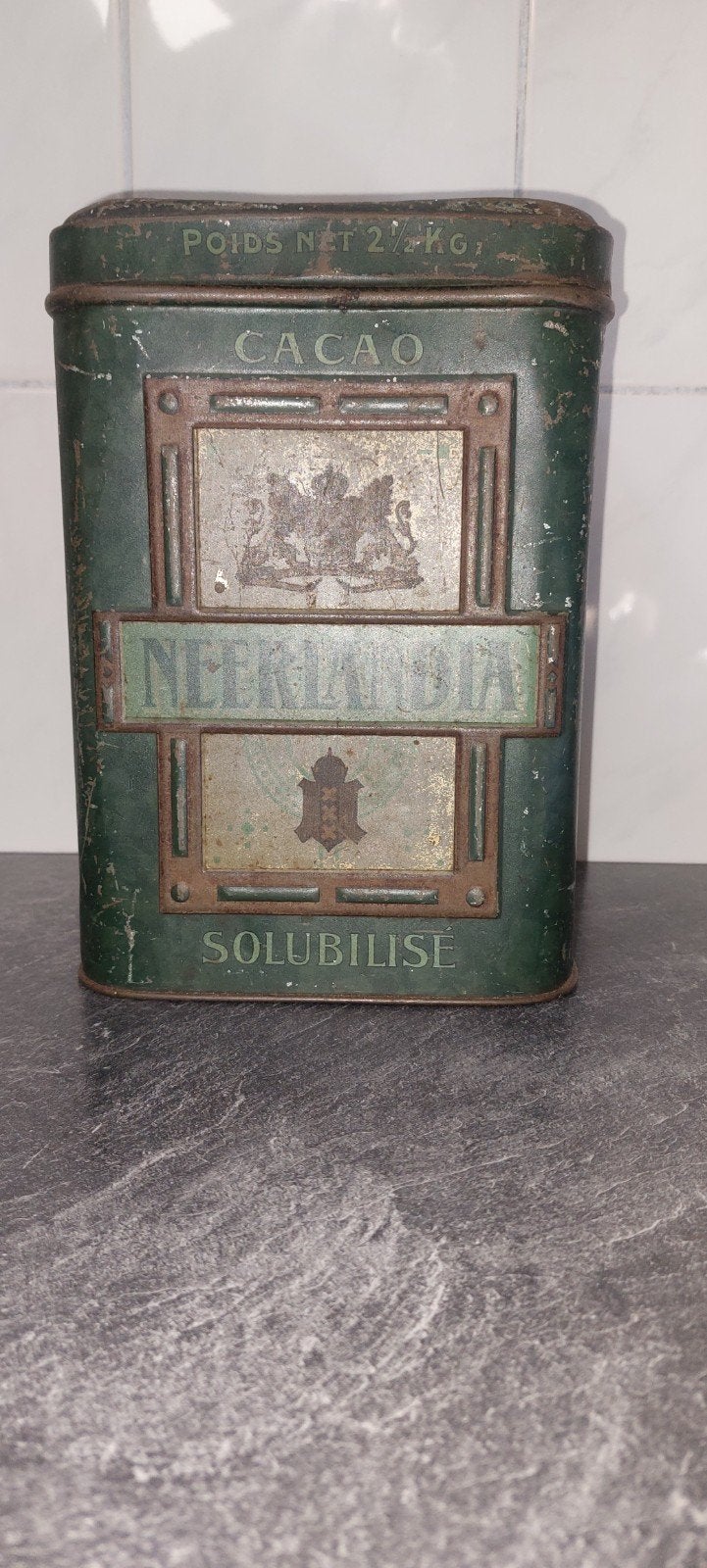 cacao blik 2  1/2 KG NEERLANDIA, Ophalen of Verzenden, Gebruikt, Overige