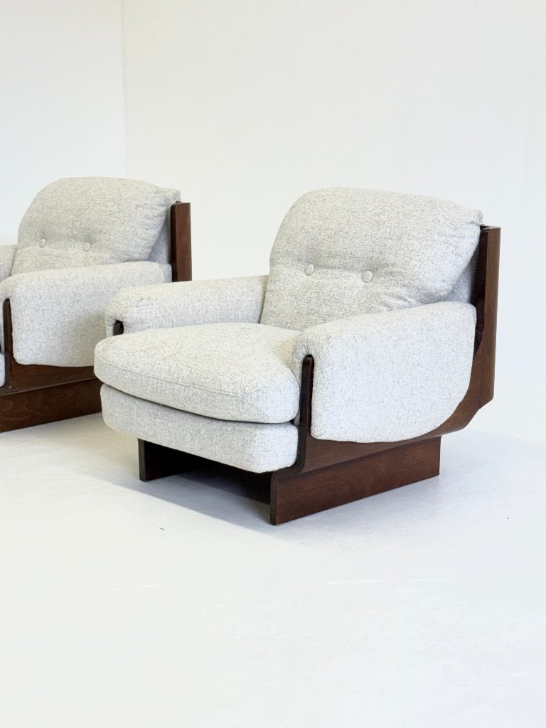 Italiaanse brutalistische - mid century fauteuil, Hout, Brutalist, -, -