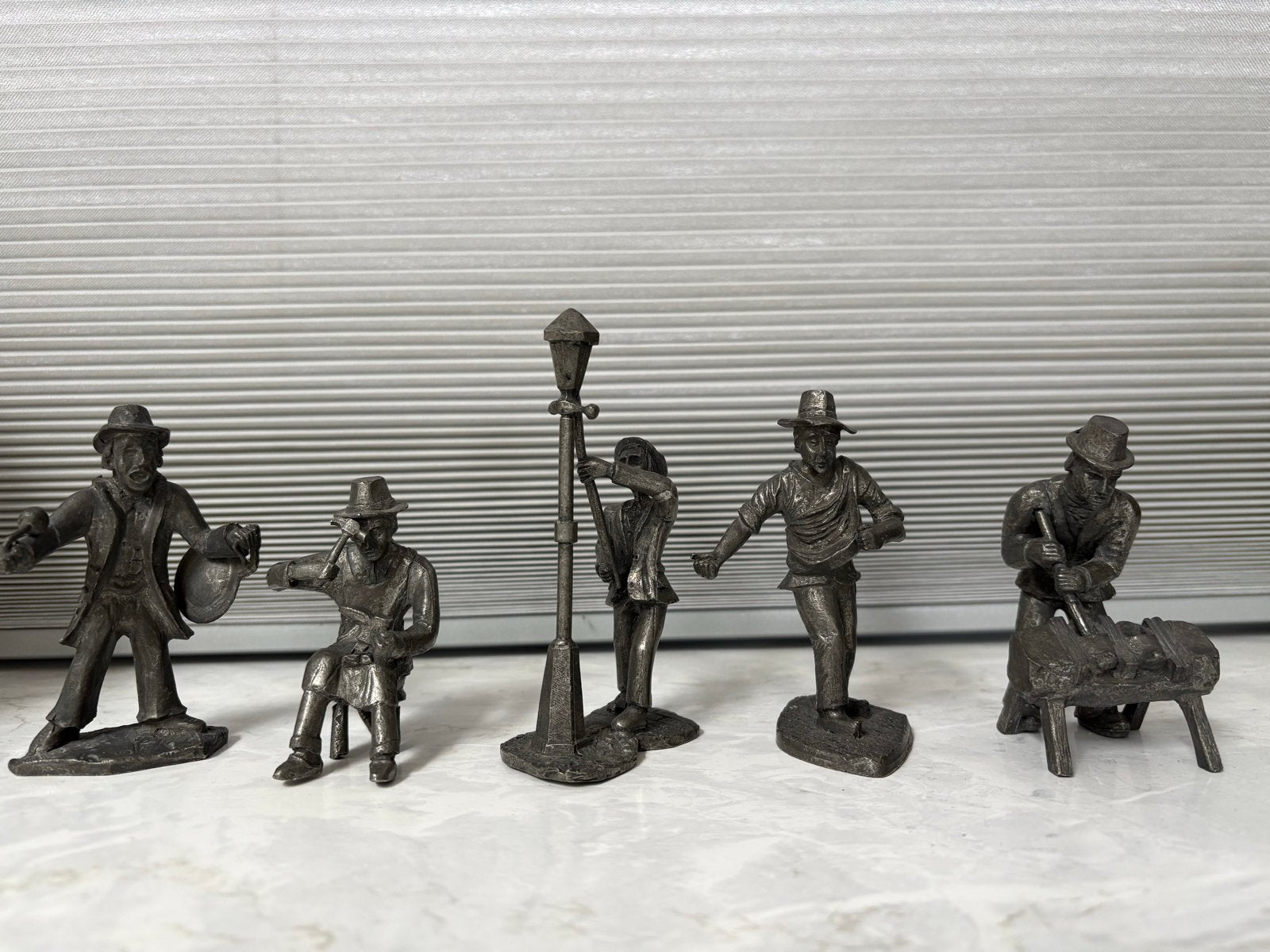 Set van 5 antieke tinnen Daalderop beeldjes., Ophalen of Verzenden