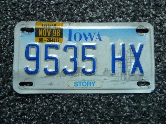 Motor licenseplate / motor kentekenplaat Iowa USA, Verzamelen, Verzenden, Gebruikt, Auto's