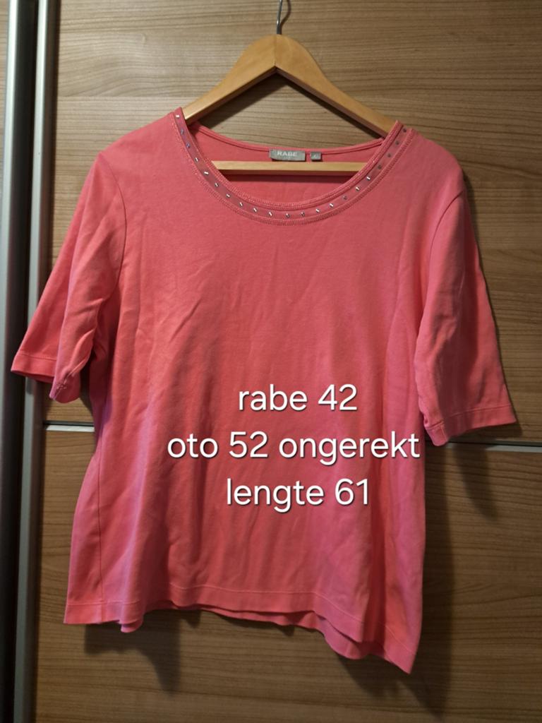 Rabe shirtje maat 42 roze met steentjes hals, Rabe, Maat 42/44 (L), Ophalen of Verzenden, Zo goed als nieuw