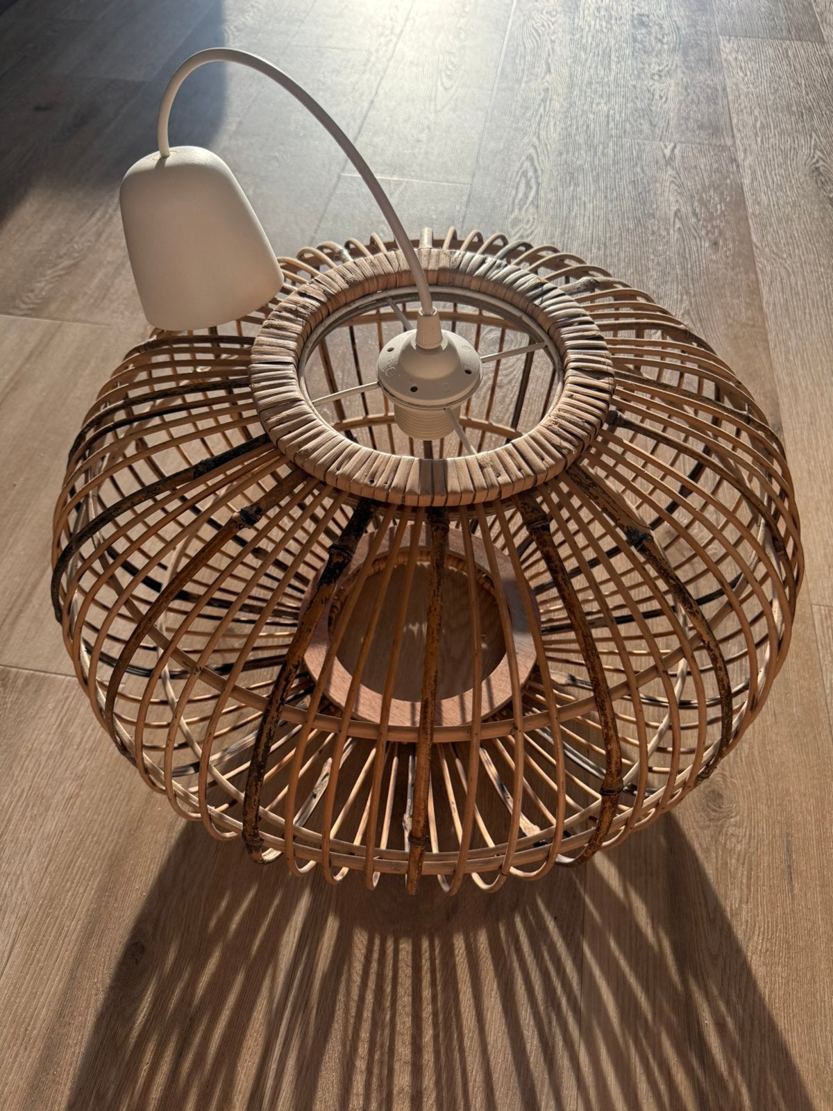 Bamboe hanglamp, Ophalen, Zo goed als nieuw, Rond