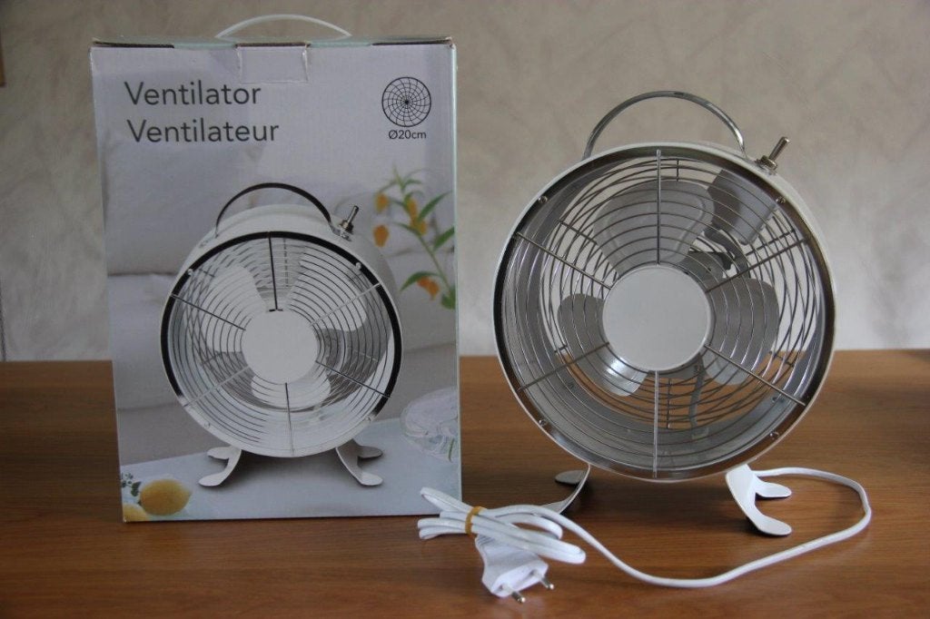 Tafel (retro) ventilator - 20 cm – metaal, Ophalen of Verzenden, Zo goed als nieuw, Tafelventilator